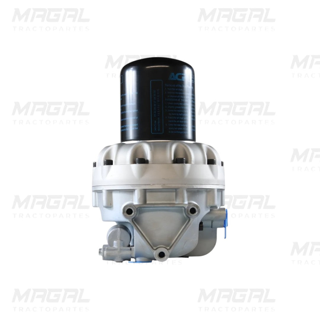 Secador de aire tipo Wabco 1200 SS ACP modelo 4324711010 vista lateral para camiones Cascadia
