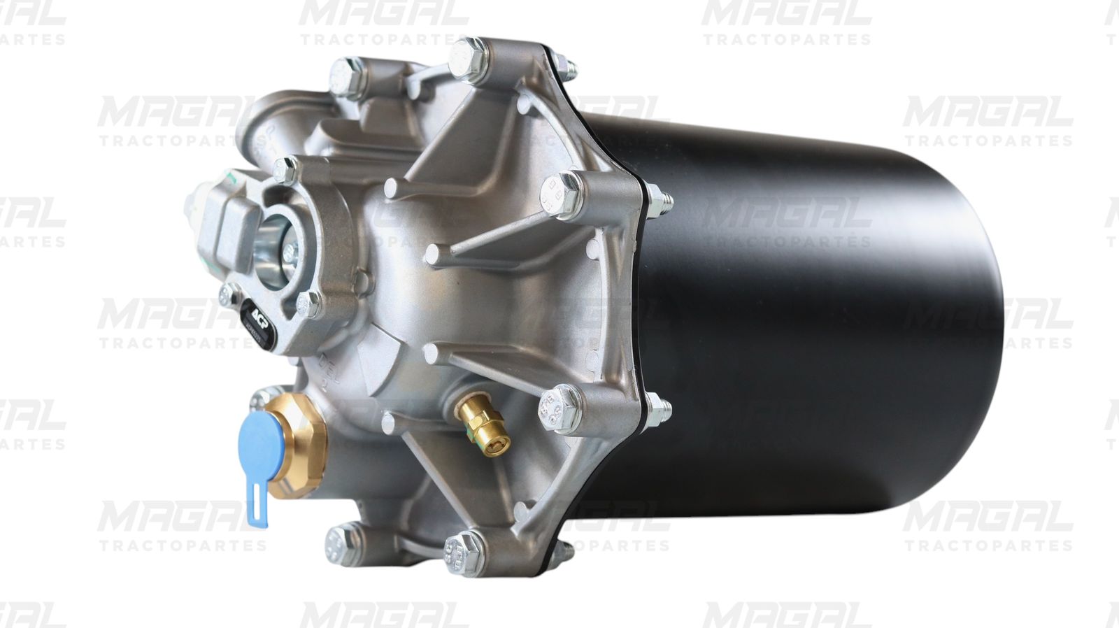 Detalle del cuerpo del secador de aire AD-9 ACP 65225 con válvulas y estructura metálica reforzada.

