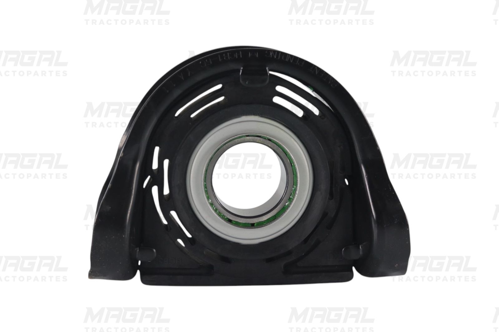 Soporte central Meritor con rodamiento de caucho para tractocamiones, ideal para transmisión de ejes cardán.