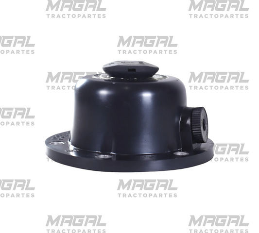 Tapa metálica para eje delantero, lado de conexion visible y base circular con orificios