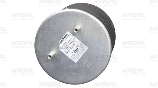 Tapa superior metálica de la bolsa de aire Goodyear modelo 1R14-171-00, con etiqueta de especificaciones visibles y doble salida de aire.
