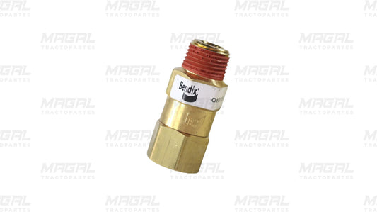 Válvula de Retención SC-3 marca Bendix de latón con rosca roja para sistema de aire en tractocamión

