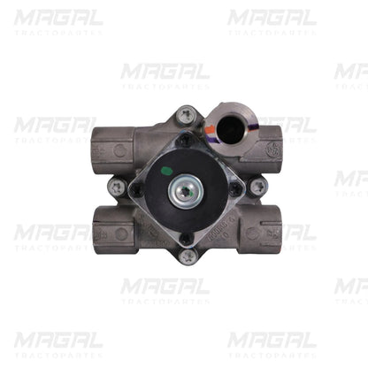Válvula principal de frenos tipo Bendix E12 para tractocamiones y remolques, vista superior con múltiples entradas y salidas de aire
