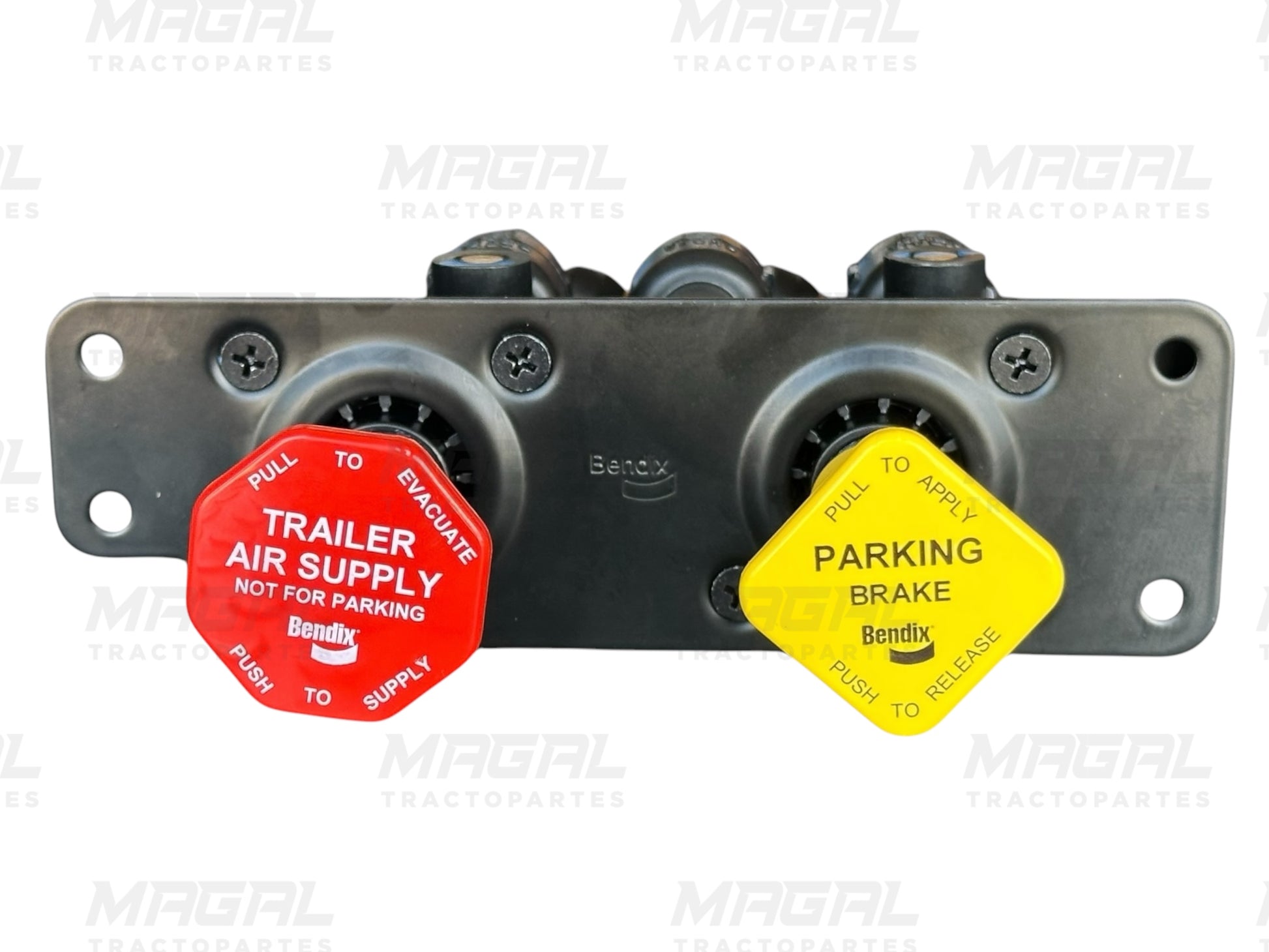 Válvula Bendix 802804 con botones de control de freno de estacionamiento y suministro de aire al remolque