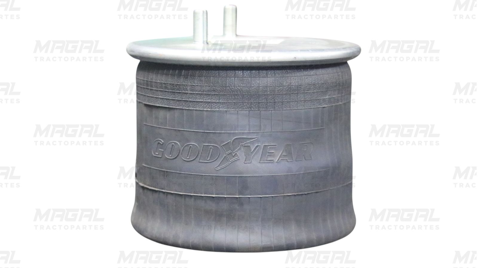 Vista lateral de la bolsa de aire Goodyear modelo 1R14-171-00, con logo en relieve y doble espárrago superior visible.
